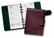 inside and outside views of faux leather 6-ring mini planners